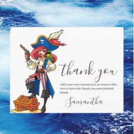 Pirate Girl Danke Postcard Postkarte