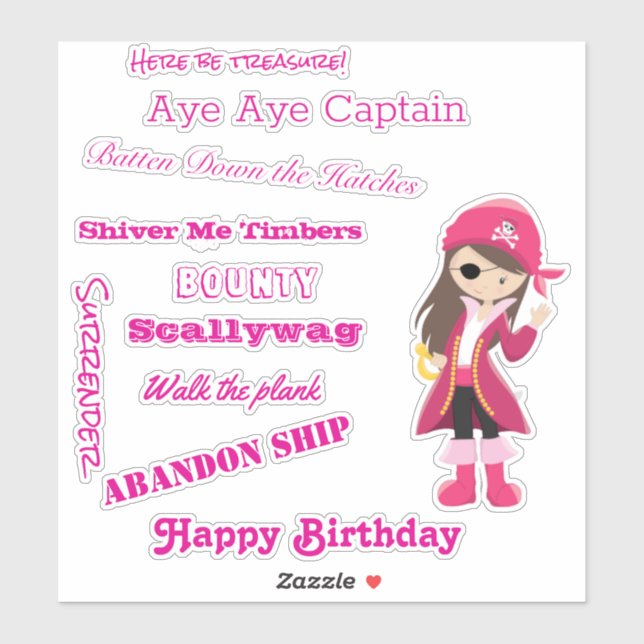Pirate Girl-Motto Aufkleber (Blatt)