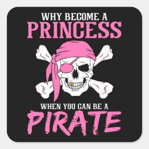 Pirate Girl Pirate Gift Girl Quadratischer Aufkleber