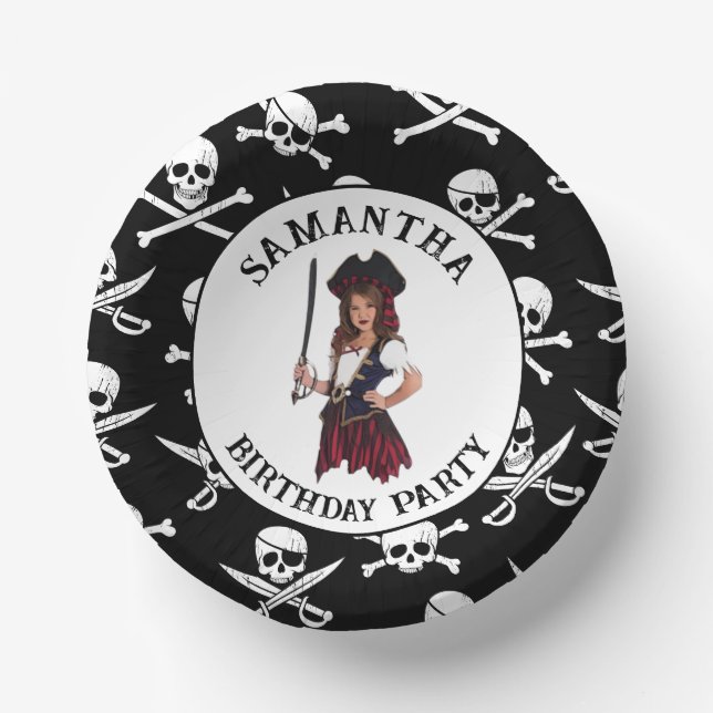 Pirate Girl Skulls Pappteller (Vorderseite)