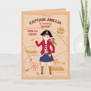 Pirate Girl Treasure Karte Geburtstagsparty