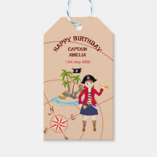 Pirate Girl Treasure Karte Geburtstagsparty Geschenkanhänger