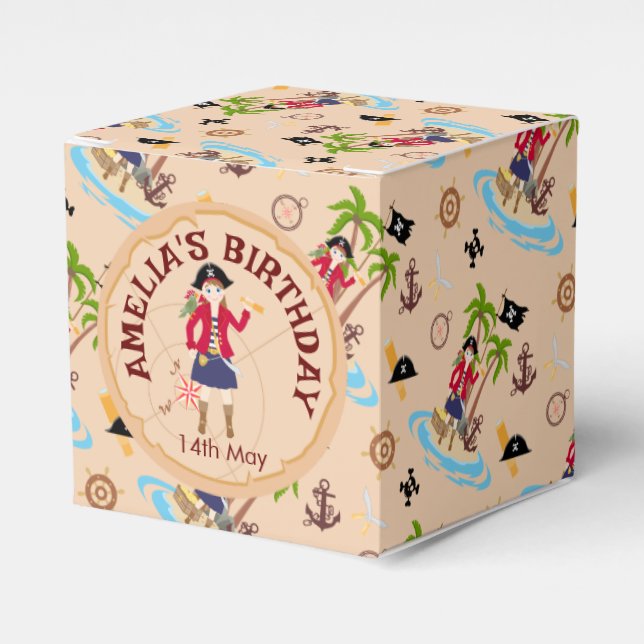 Pirate Girl Treasure Karte Geburtstagsparty Geschenkschachtel (Vorderseite)