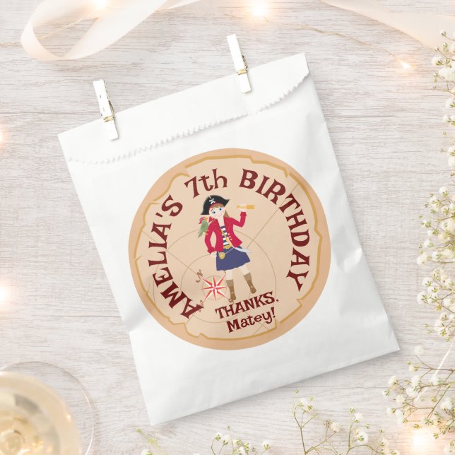 Pirate Girl Treasure Karte Geburtstagsparty Geschenktütchen (Ausgeschnitten)