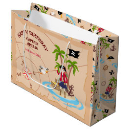 Pirate Girl Treasure Karte Geburtstagsparty Große Geschenktüte