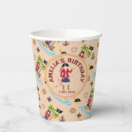 Pirate Girl Treasure Karte Geburtstagsparty Pappbecher