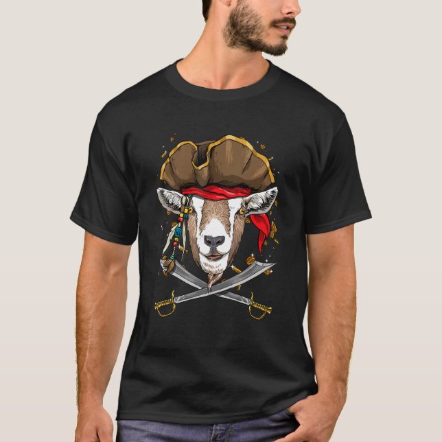Pirate Goat Piratenflagge Flag Nautischer Bauer Zi T-Shirt (Vorderseite)