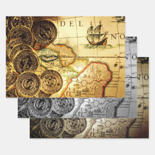 Pirate Gold Schatzkarte Geschenkpapier Set