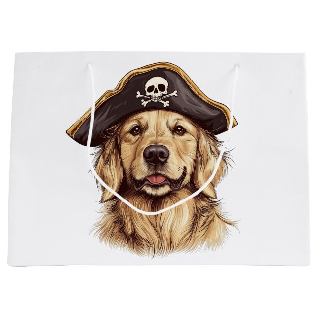 Pirate Golden Retriever Dog Skull Große Geschenktüte (Vorderseite)