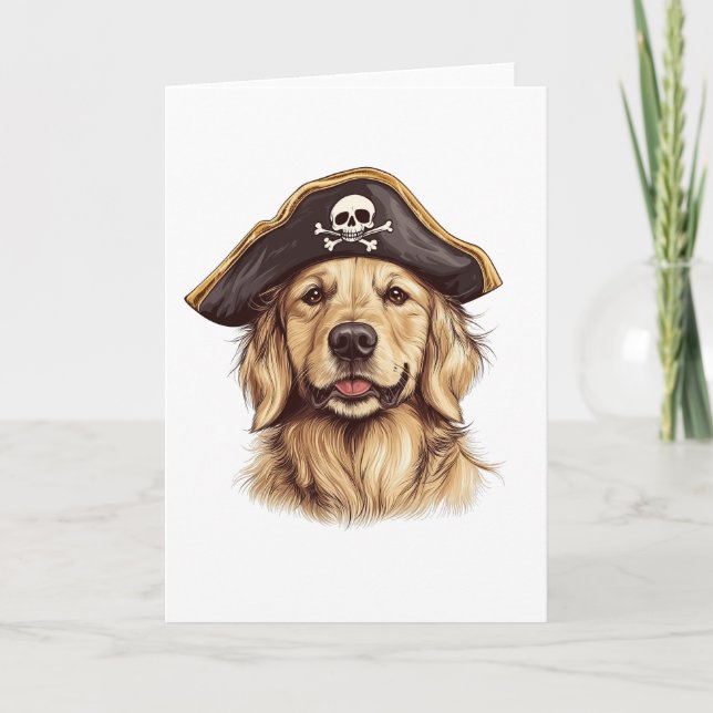 Pirate Golden Retriever Dog Skull Karte (Vorderseite)