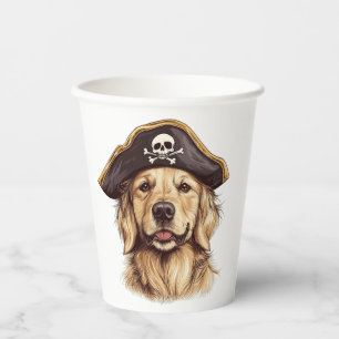 Pirate Golden Retriever Dog Skull Pappbecher