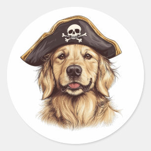 Pirate Golden Retriever Dog Skull Runder Aufkleber