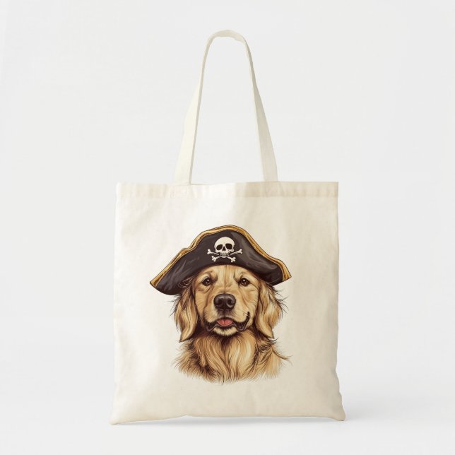 Pirate Golden Retriever Dog Skull Tragetasche (Vorne)