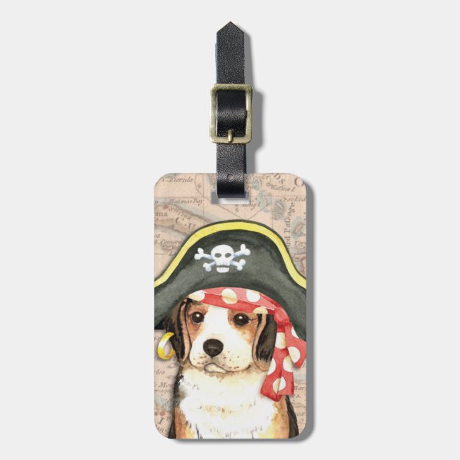 Pirate Hat Beagle Gepäckanhänger (Vorderseite vertikal)
