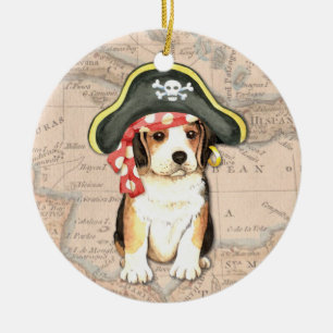 Pirate Hat Beagle Keramikornament