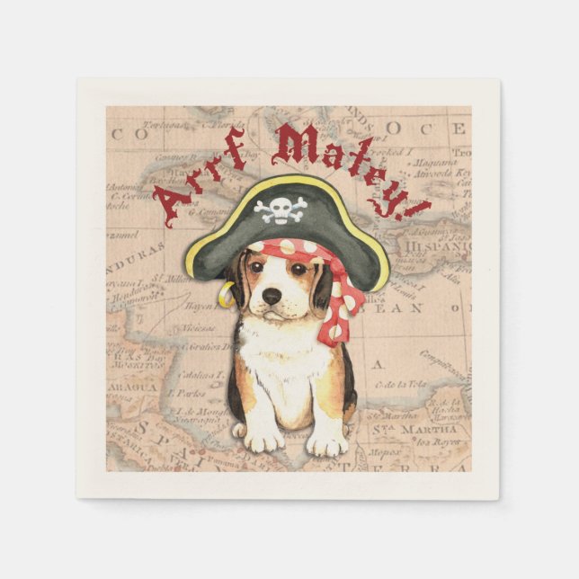 Pirate Hat Beagle Serviette (Vorderseite)