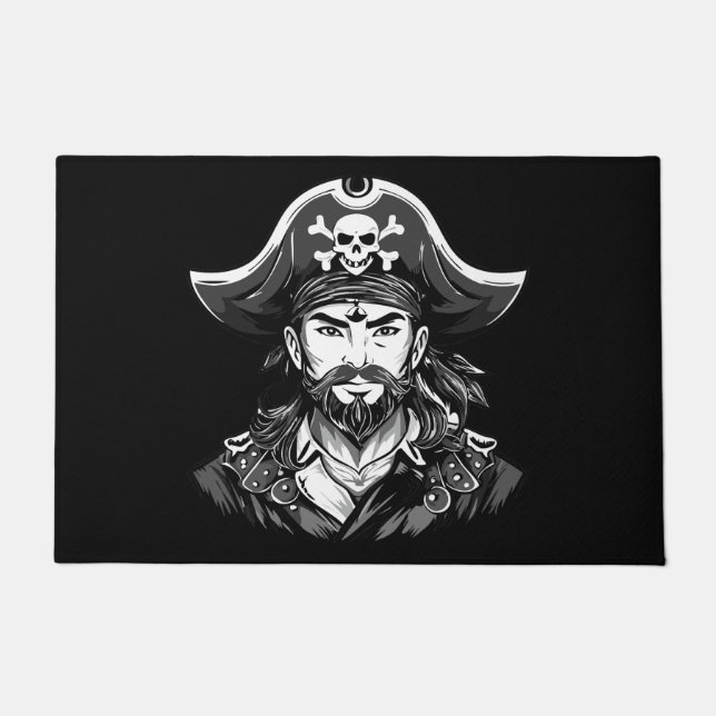 Pirate head with hat sailor and Eye Patch and Bear Fußmatte (Vorderseite)