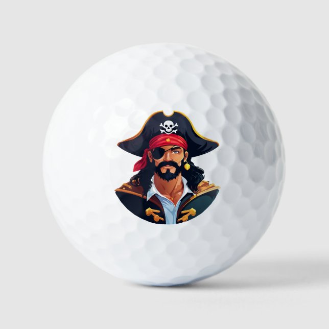 Pirate head with hat sailor and Eye Patch and Bear Golfball (Vorderseite)