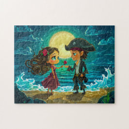 Pirate heiratet seine Brille am Strand Puzzle