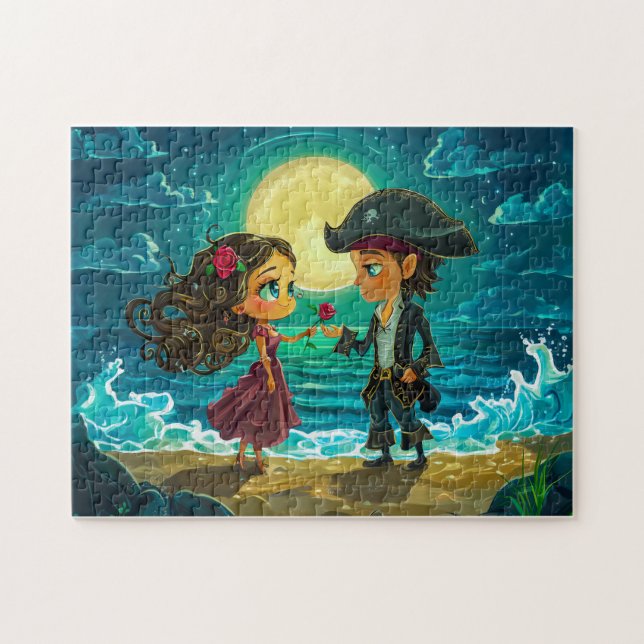 Pirate heiratet seine Brille am Strand Puzzle (Horizontal)