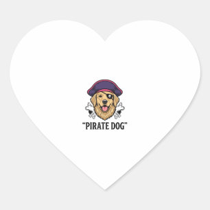 Pirate-Hund Vintage-Gravur-Shirt-Design_1 Herz-Aufkleber