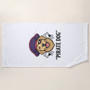 Pirate-Hund Vintage-Gravur-Shirt-Design_1 Strandtuch