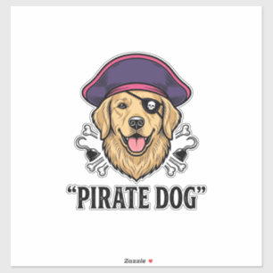 Pirate-Hund Vintage-Stickerei-Shirt-Design_1 Aufkleber