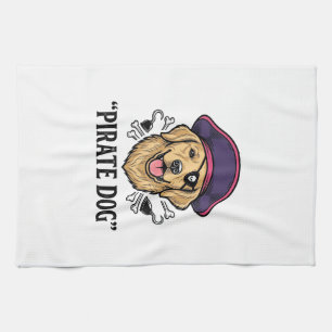 Pirate-Hund Vintage-Stickerei-Shirt-Design_1 Geschirrtuch