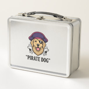 Pirate-Hund Vintage-Stickerei-Shirt-Design_1 Metall Brotdose