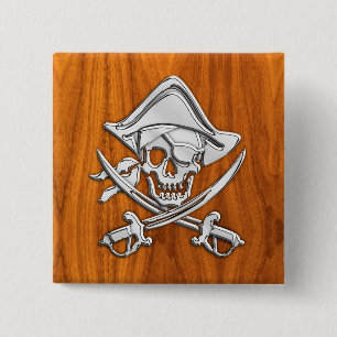 Pirate im Teak-Holzstil Button