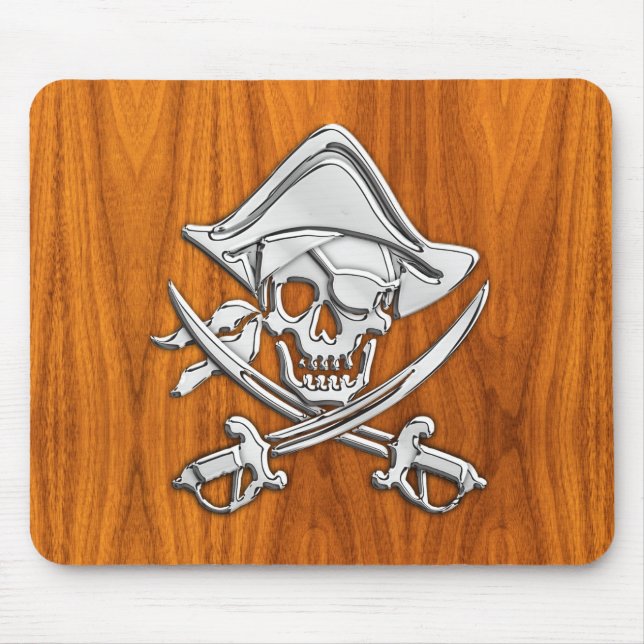Pirate im Teak-Holzstil Mousepad (Vorne)
