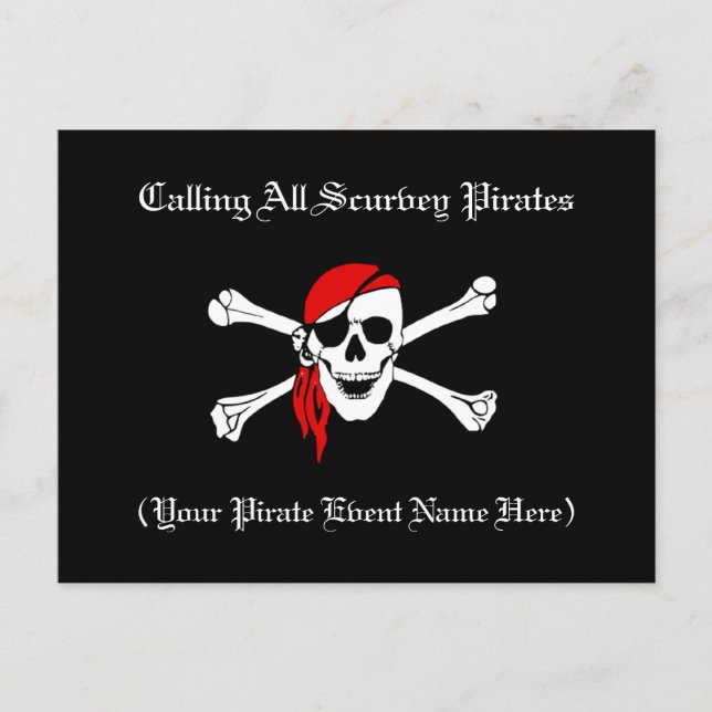 Pirate Invite Postcard Einladungspostkarte (Vorderseite)