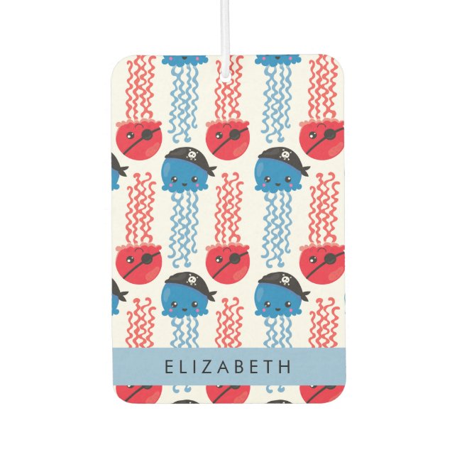 Pirate Jellyfish, Quallen Muster, Ihr Name Autolufterfrischer (Vorderseite)