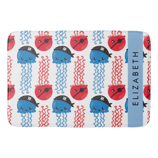 Pirate Jellyfish, Quallen Muster, Ihr Name Badematte (Vorderseite)