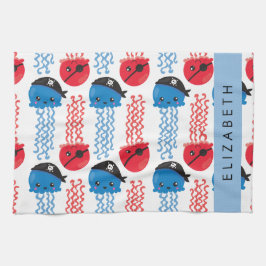 Pirate Jellyfish, Quallen Muster, Ihr Name Geschirrtuch