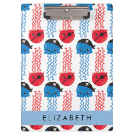 Pirate Jellyfish, Quallen Muster, Ihr Name Klemmbrett