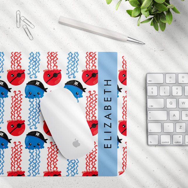 Pirate Jellyfish, Quallen Muster, Ihr Name Mousepad (Von Creator hochgeladen)