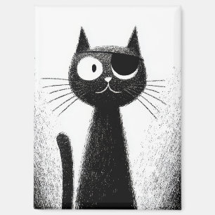 Pirate Katze – Süße, minimale Katzenkunst Magnet