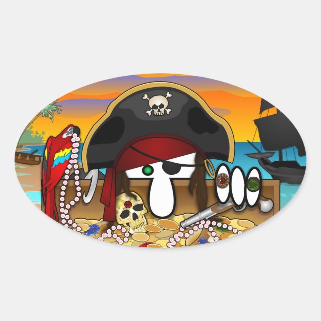 Pirate Kilroy Oval Sticker (Vorderseite)