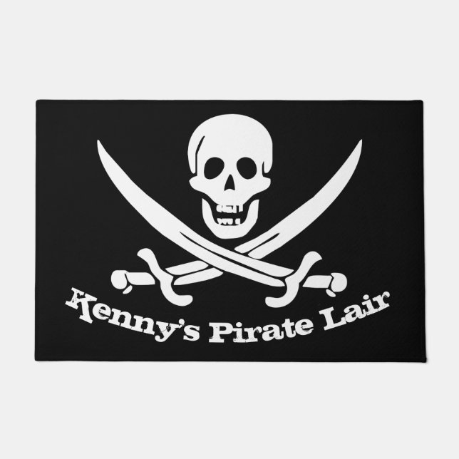 Pirate Lair Personalisiert Skull and Cutlasses Fußmatte (Vorderseite)
