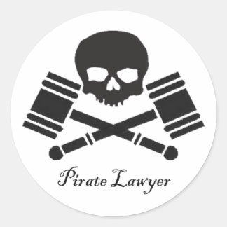 Pirate Lawyer Round Aufkleber mit Grenzen