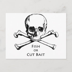 Pirate-Logo "Fish or Cut Bait" Piratenflagge Postkarte