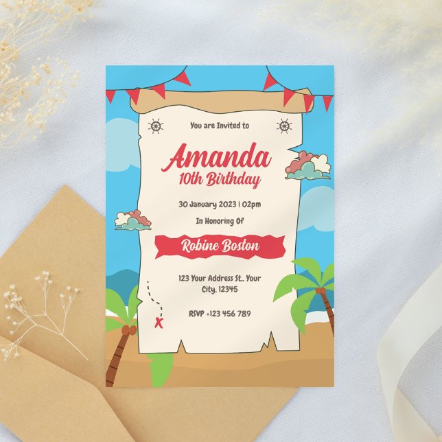 Pirate Map Kindergeburtstag Einladung (Von Creator hochgeladen)