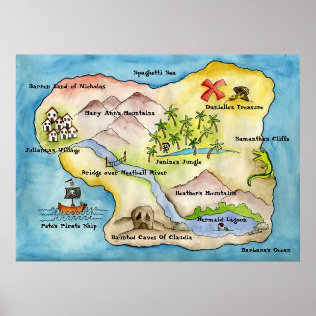 Pirate Map Print - Riesige Auswahl Poster (Vorne)