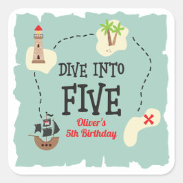 Pirate Map tauchen in 5. Geburtstag Quadratischer Aufkleber