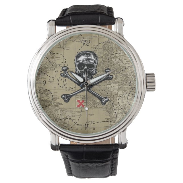 Pirate Map Watch Armbanduhr (Vorderseite)
