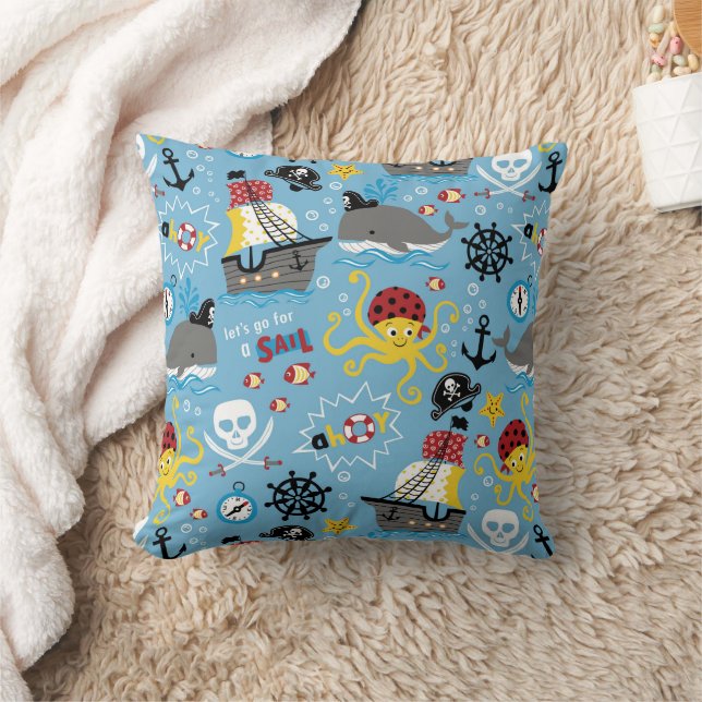 Pirate Marine Life Throw Kissen (Decke)