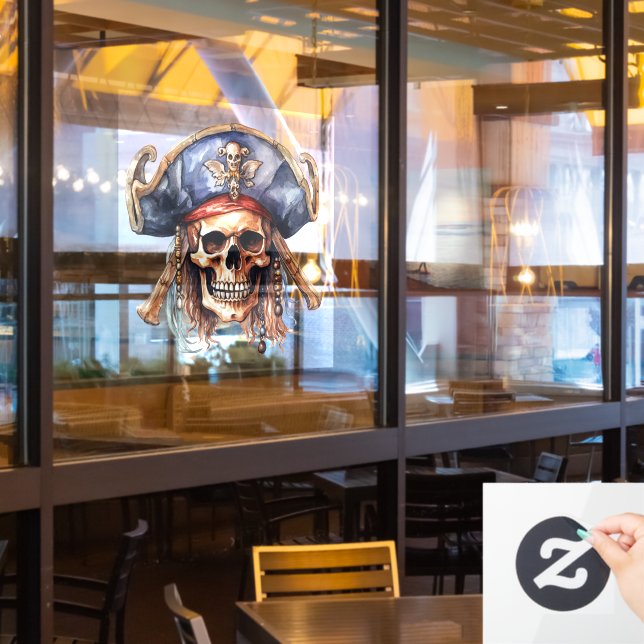 Pirate Mascot Fensterkleber Fensteraufkleber (Restaurantfenster)