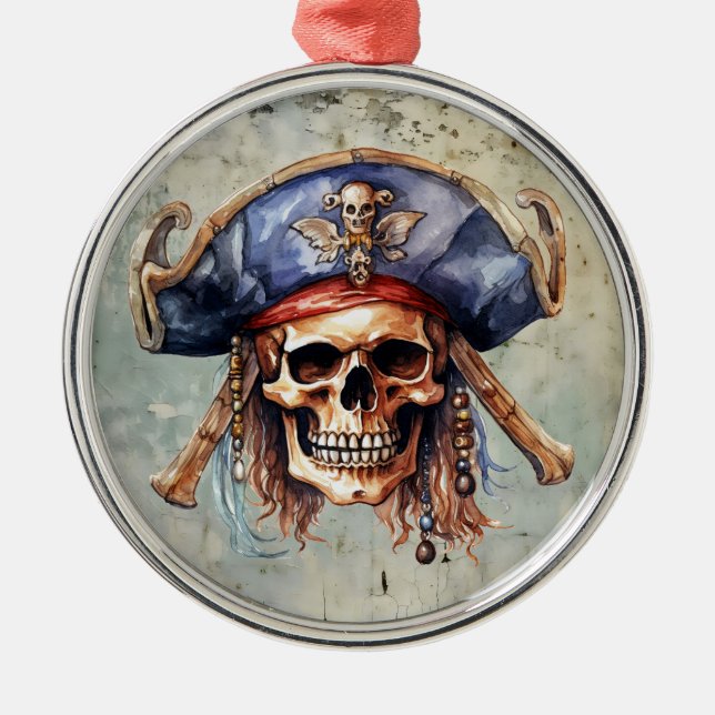 Pirate Mascot Ornament Aus Metall (Vorne)