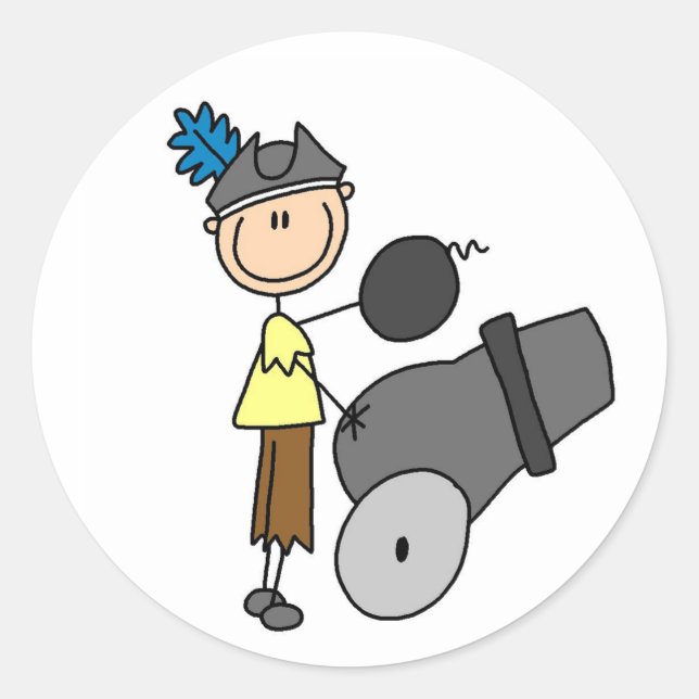 Pirate mit Cannon-Aufkleber Runder Aufkleber (Vorderseite)